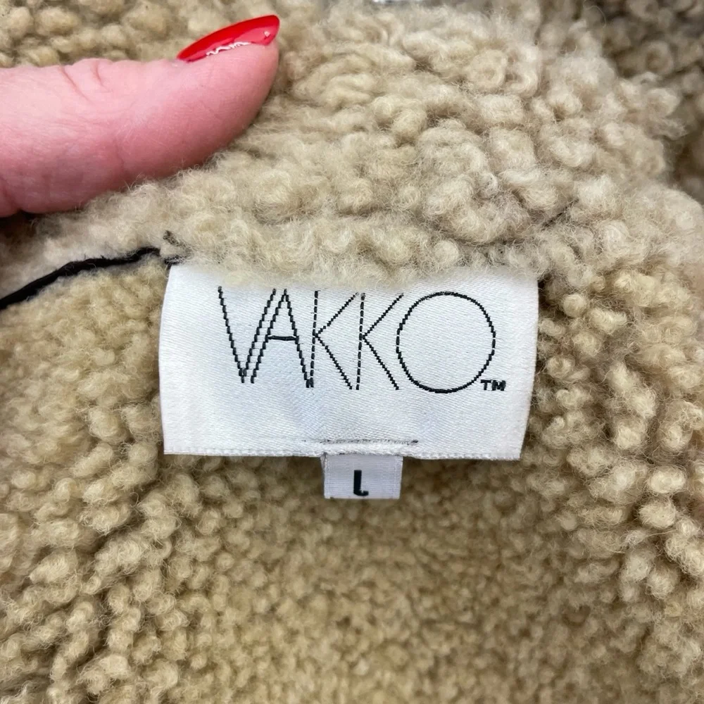 ❣️HP❣️Vakko Shearling & Suede Coat Large Brown/Natural - Picture 12 of 14